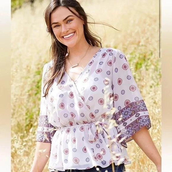 Maurices womens top hold from site kimono floral multicolored - Picture 1 of 5